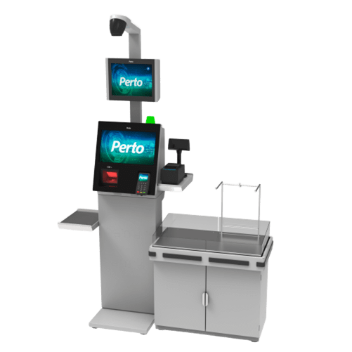Self-checkout Perto com balcão médio