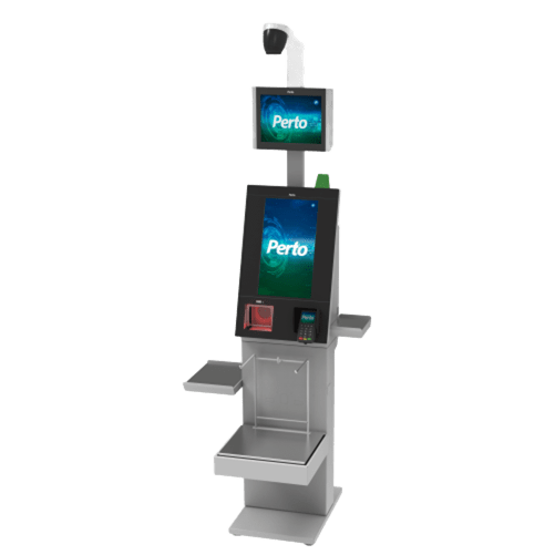 Self-checkout Perto com monitor vertical